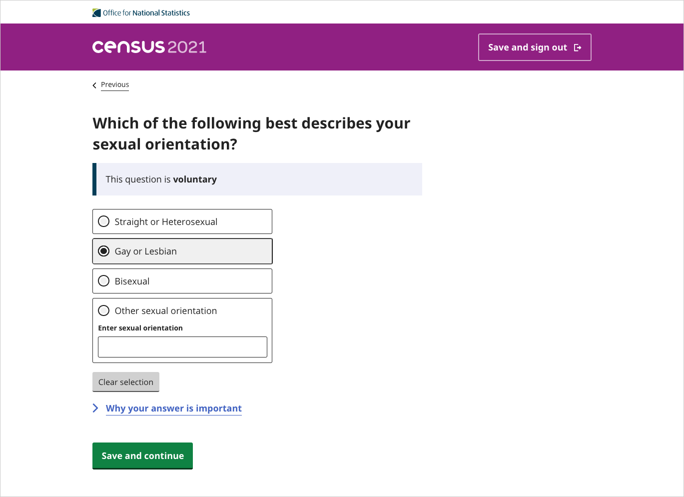 Census 2021 question on sexual orientation