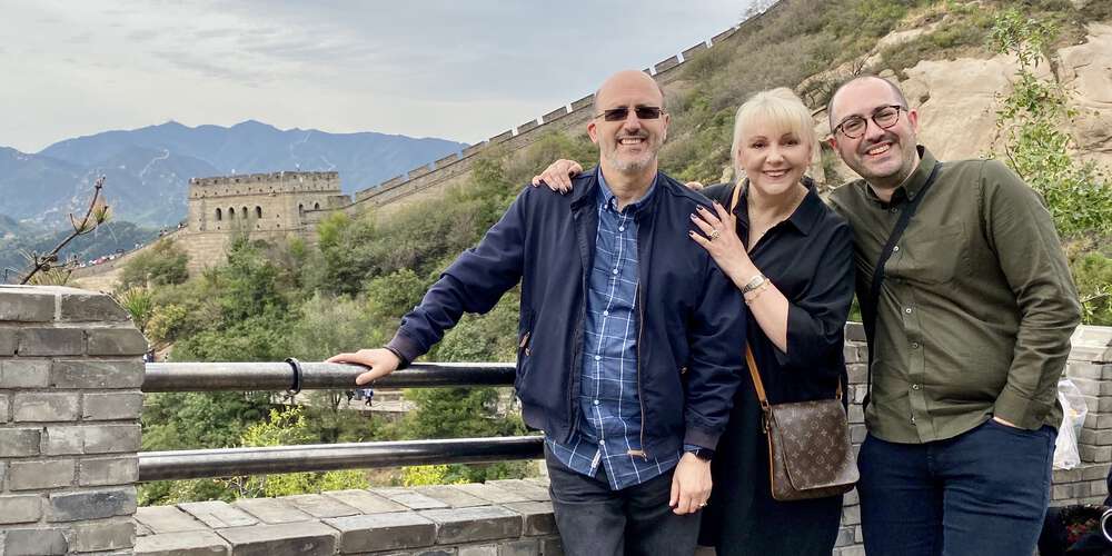 Nino, Julijana, and Zarino on the Great Wall of China