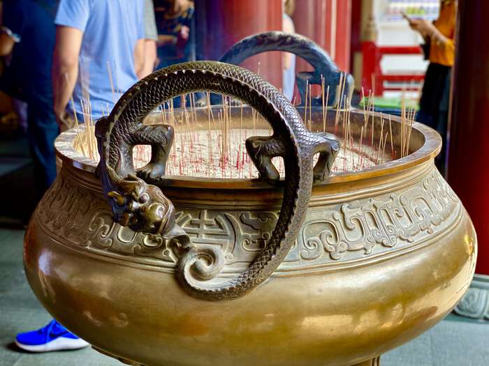 Incense burner at the entrance to the temple