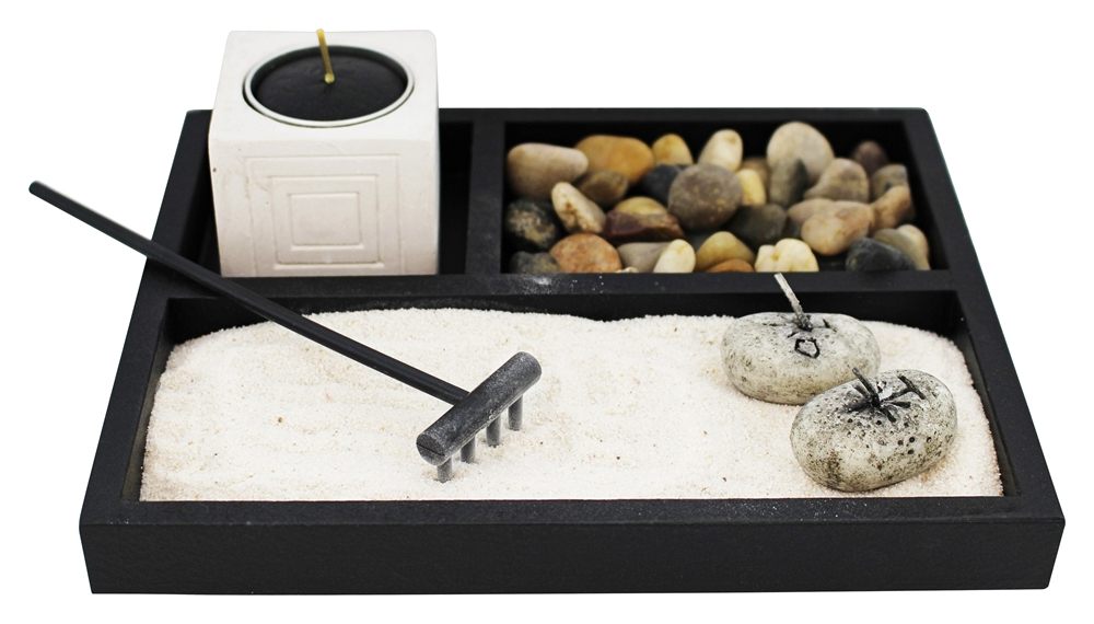 A miniature zen sand garden